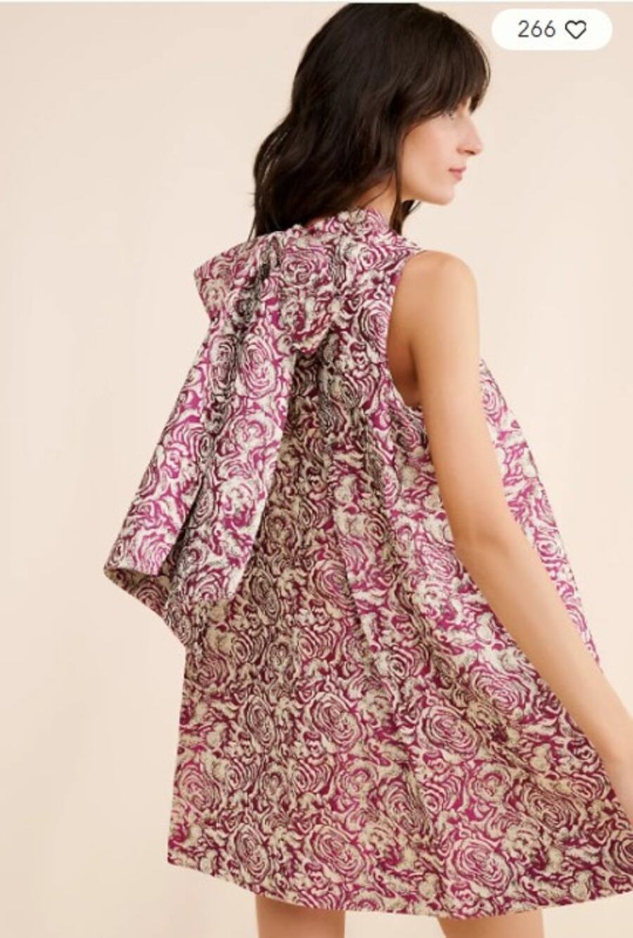 Anthropologie Sunday in Brooklyn XXS Cream and Berry Floral Jacquard Dress